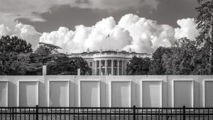 The People's House... The White House, complete with fencing, a "do not enter" sign and a wall.  Walled off.