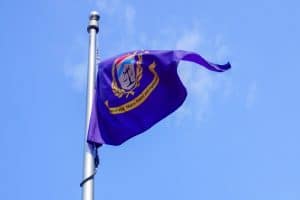 A flag flies outside the headquarters of the ATF