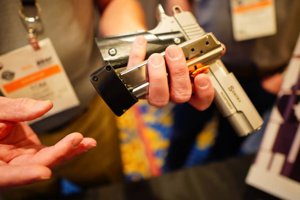 The Smartgunz prototype pistol with its magazine and battery pack removed