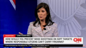 Nikki Haley speaks to Republican primary voters at a CNN town hall in June 2023