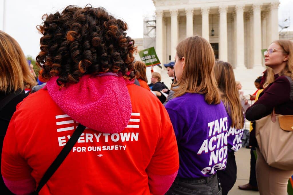 Everytown and Brady activists rally outside the Supreme Court on November 7th, 2023