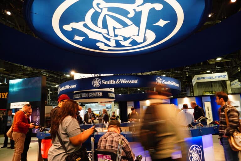 The Smith & Wesson booth at the 2024 SHOT Show in Las Vegas, Nevada