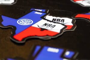 Stickers from the 2024 NRA Annual Meeting in Dallas, Texas