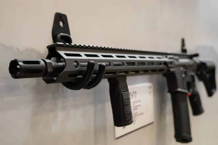 An AR-15 on display at the 2024 NRA Annual Meeting