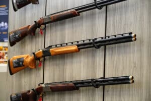 Shotguns on display at the 2024 NRA Annual Meeting