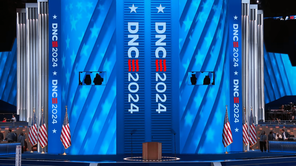 The stage at the 2024 Democratic National Convention