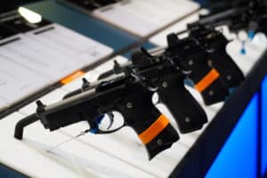 Beretta pistols on display at the 2025 NRA Annual Meeting