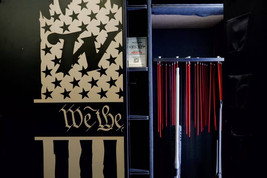 A Winchester gun safe on display at the 2025 NRA Annual Meeting