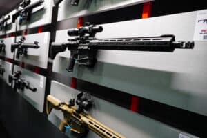 AR-15s on display at the 2025 NRA Annual Meeting