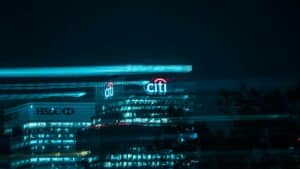 A Citigroup building at night